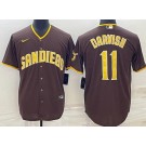 Men's San Diego Padres #11 Yu Darvish Brown Team Logo Cool Base Jersey