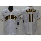Men's San Diego Padres #11 Yu Darvish White Team Logo Cool Base Jersey