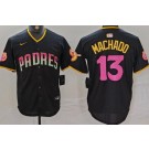 Men's San Diego Padres #13 Manny Machado Black Fashion Baseball Jersey