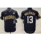 Men's San Diego Padres #13 Manny Machado Black Gold PS 20th Player Number Limited Cool Base Jersey