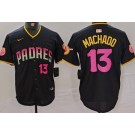 Men's San Diego Padres #13 Manny Machado Black Player Number Fashion Baseball Jersey