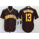 Men's San Diego Padres #13 Manny Machado Brown Cool Base Jersey