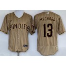 Men's San Diego Padres #13 Manny Machado Khaki Authentic Jersey
