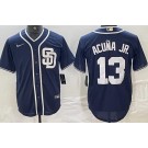 Men's San Diego Padres #13 Ronald Acuna Jr Navy Cool Base Jersey