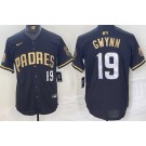 Men's San Diego Padres #19 Tony Gwynn Black Gold Player Number Cool Base Jersey