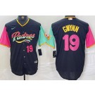 Men's San Diego Padres #19 Tony Gwynn Black Player Number Fashion Baseball Jersey
