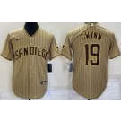 Men's San Diego Padres #19 Tony Gwynn Khaki Team Logo Cool Base Jersey