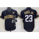 Men's San Diego Padres #23 Fernando Tatis Jr Black Gold PS 20th Player Number Limited Cool Base Jersey