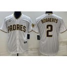 Men's San Diego Padres #2 Xander Bogaerts White Team Logo Cool Base Jersey