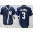 Men's San Diego Padres #3 Jackson Merrill Navy Cool Base Jersey