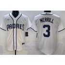 Men's San Diego Padres #3 Jackson Merrill White Alternate Cool Base Jersey