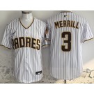 Men's San Diego Padres #3 Jackson Merrill White Limited Jersey