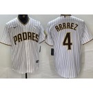 Men's San Diego Padres #4 Luis Arraez White Team Logo Cool Base Jersey