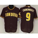 Men's San Diego Padres #9 Jake Cronenworth Brown Team Logo Cool Base Jersey
