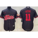 Men's San Francisco 49ers #11 Brandon Aiyuk Limited Black Stripes Baseball Jersey