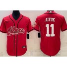 Men's San Francisco 49ers #11 Brandon Aiyuk Limited Red Baseball Jersey