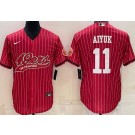 Men's San Francisco 49ers #11 Brandon Aiyuk Limited Red Stripes Baseball Jersey