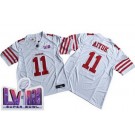 Men's San Francisco 49ers #11 Brandon Aiyuk Limited White FUSE LVIII Super Bowl Vapor Jersey