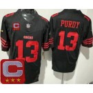 Men's San Francisco 49ers #13 Brock Purdy Limited Black 2025 Captain Patch FUSE Vapor Jersey