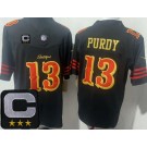 Men's San Francisco 49ers #13 Brock Purdy Limited Black Rivalries Captain Patch FUSE Vapor Jersey