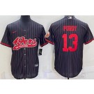 Men's San Francisco 49ers #13 Brock Purdy Limited Black Stripes Baseball Jersey