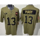 Men's San Francisco 49ers #13 Brock Purdy Limited Green 2025 Salute To Service Jersey