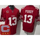 Men's San Francisco 49ers #13 Brock Purdy Limited Red 2025 Captain Patch FUSE Vapor Jersey