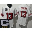 Men's San Francisco 49ers #13 Brock Purdy Limited White Alternate 2025 Captain Patch FUSE Vapor Jersey