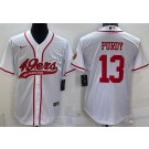 Men's San Francisco 49ers #13 Brock Purdy Limited White Baseball Jersey