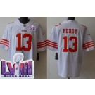 Men's San Francisco 49ers #13 Brock Purdy Limited White LVIII Super Bowl Vapor Jersey