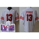 Men's San Francisco 49ers #13 Brock Purdy Limited White Throwback LVIII Super Bowl Vapor Jersey