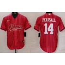 Men's San Francisco 49ers #14 Ricky Pearsall Limited Red Stripes Baseball Jersey