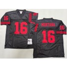 Men's San Francisco 49ers #16 Joe Montana Black 1989 Throwback Jersey