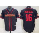 Men's San Francisco 49ers #16 Joe Montana Black 2023 Baseball Jersey