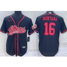 Men's San Francisco 49ers #16 Joe Montana Black Baseball Jersey