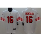 Men's San Francisco 49ers #16 Joe Montana Limited White Color Rush Jersey