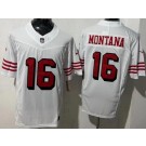 Men's San Francisco 49ers #16 Joe Montana Limited White Throwback FUSE Jersey