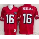 Men's San Francisco 49ers #16 Joe Montana Red 75th Throwback Jersey