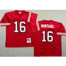 Men's San Francisco 49ers #16 Joe Montana Red Alternate 1989 Throwback Jersey
