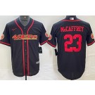 Men's San Francisco 49ers #23 Christian McCaffrey Limited Black 2023 Baseball Jersey
