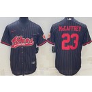 Men's San Francisco 49ers #23 Christian McCaffrey Limited Black Stripes Baseball Jersey