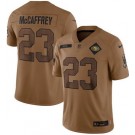Men's San Francisco 49ers #23 Christian McCaffrey Limited Brown 2023 Salute To Service Jersey
