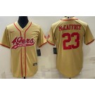Men's San Francisco 49ers #23 Christian McCaffrey Limited Gold Baseball Jersey