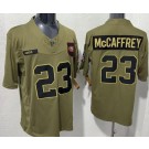 Men's San Francisco 49ers #23 Christian McCaffrey Limited Green 2025 Salute To Service Jersey