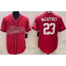 Men's San Francisco 49ers #23 Christian McCaffrey Limited Red Baseball Jersey