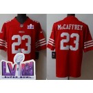 Men's San Francisco 49ers #23 Christian McCaffrey Limited Red LVIII Super Bowl Vapor Jersey