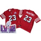 Men's San Francisco 49ers #23 Christian McCaffrey Limited Red Throwback FUSE LVIII Super Bowl Vapor Jersey