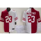 Men's San Francisco 49ers #23 Christian McCaffrey Limited Red White Split Vapor Jersey
