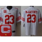 Men's San Francisco 49ers #23 Christian McCaffrey Limited White C Patch Vapor Jersey
