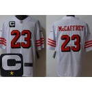 Men's San Francisco 49ers #23 Christian McCaffrey Limited White Throwback C Patch Vapor Jersey